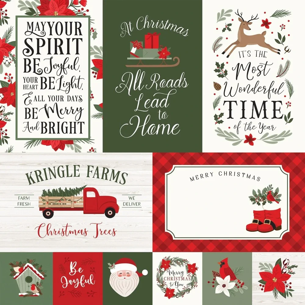 Echo Park Paper Co Christmas Time 12x12 Cardstock Paper Craft Scrapbooking Kit